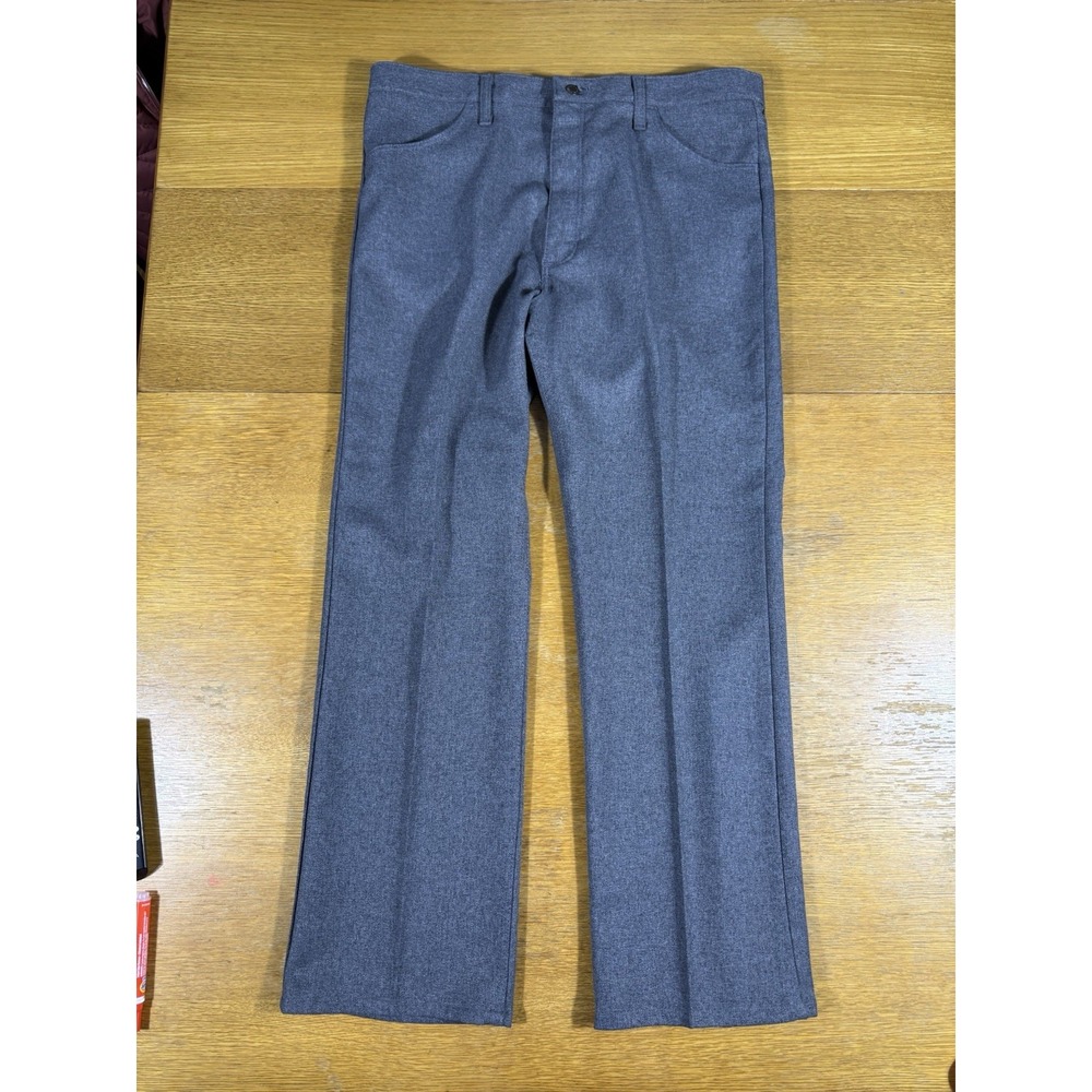 Wrangler Dress Pants Mens 38x31 Blue Gray Flat Front Straight Leg Workwear‎